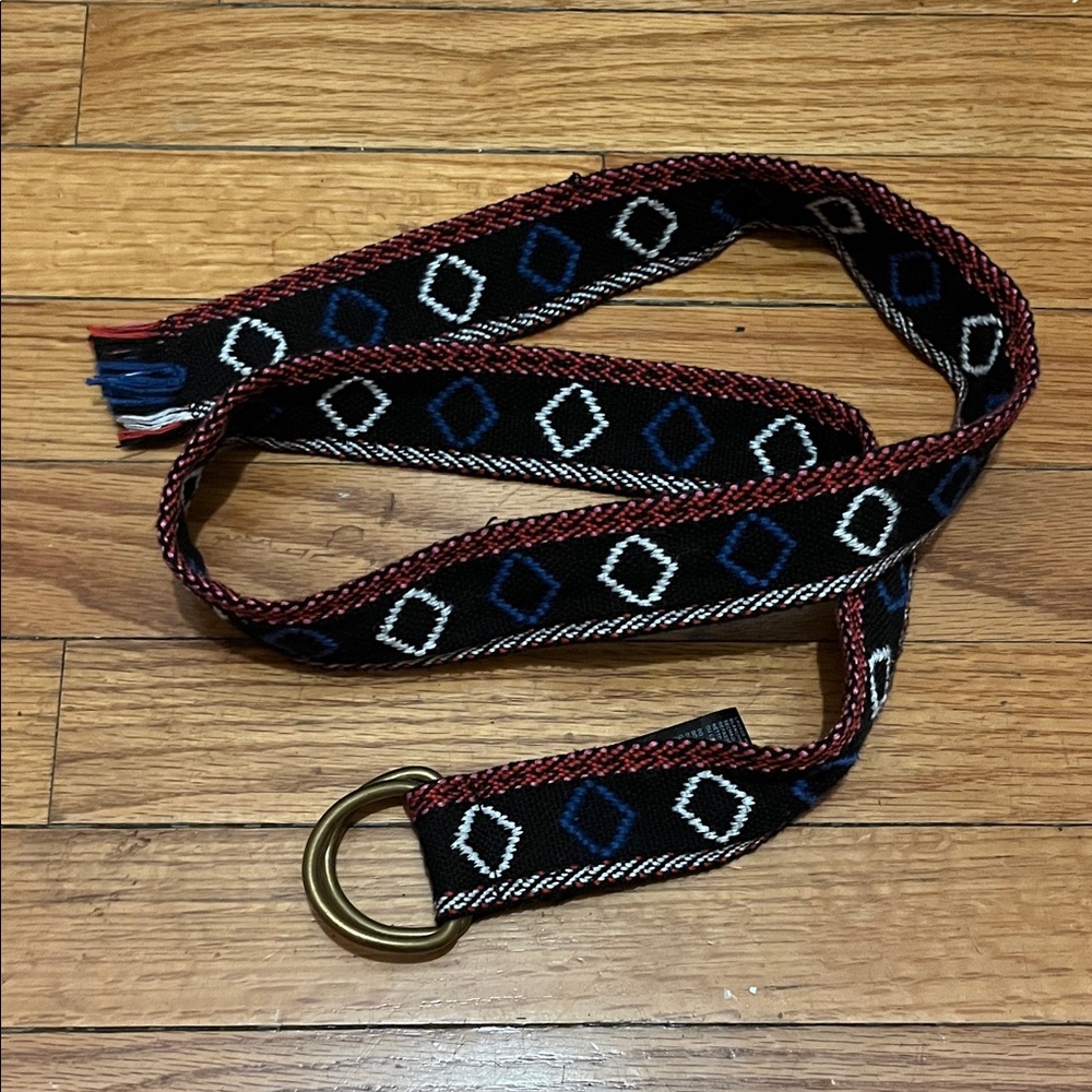 Maje Geometric Patterned Belt with Brass Buckle
